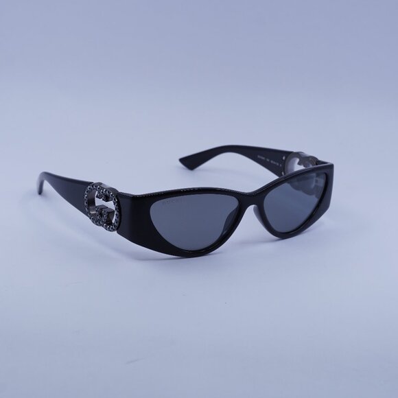 Gucci GG1824S 004 Sunglasses Black/Black Stone Cat Eye Frame, Grey Mirror Lenses main image 6